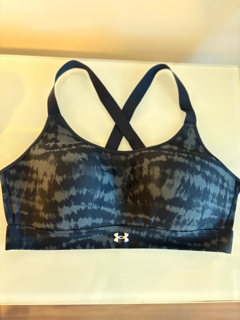 Under Armour Black and Gray Camo-Print High Support Sports Bra